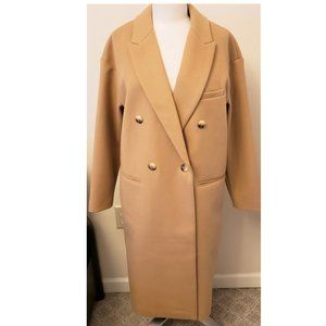 Tahari Double Breasted Coat Size M Camel Viscose Blend